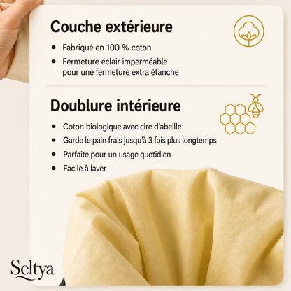 Sac à pain écologique en cire d’abeille – 100 % coton