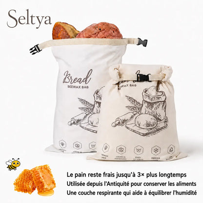 Sac à pain écologique en cire d’abeille – 100 % coton
