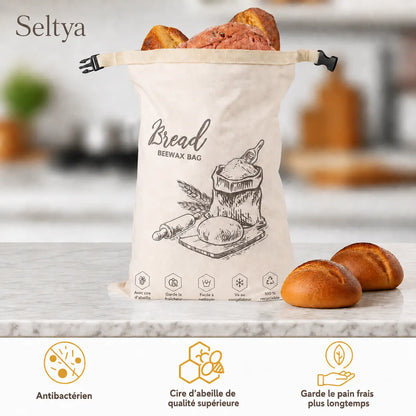 Sac à pain écologique en cire d’abeille – 100 % coton