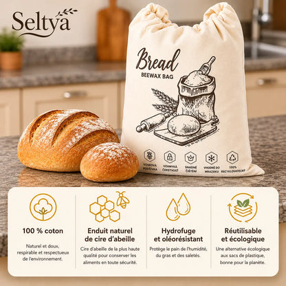 Sac à pain écologique en cire d’abeille – 100 % coton